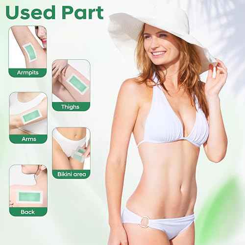 Wax Strips - Body Waxing Strips, Wax Kit for Women & Men - Brazilian Wax Kit, Back Waxing Kit, All Skin Types, Face, Arms, Legs, Armpits, Bikini, 98% Natural, Hypoallergenic Odourless, Green