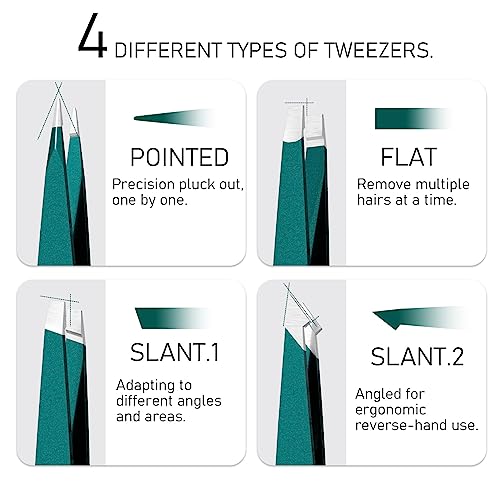 Takesy Slant Tweezers with Mirror Case & Stainless Steel