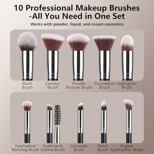BEAKEY 10-Piece Makeup Brush Set with Blending Sponges