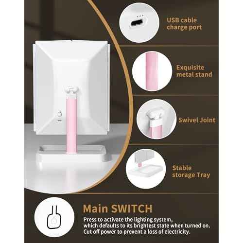 2 Pack for Mom Makeup Mirror Vanity Mirror with Lights, 14.4" L x 9.1" W Rechargeable Lighted Mirror with 1X 2X, 3X, Magnification