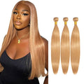 #27 Honey Blonde Straight Hair Bundles 26 inch 3 Pack