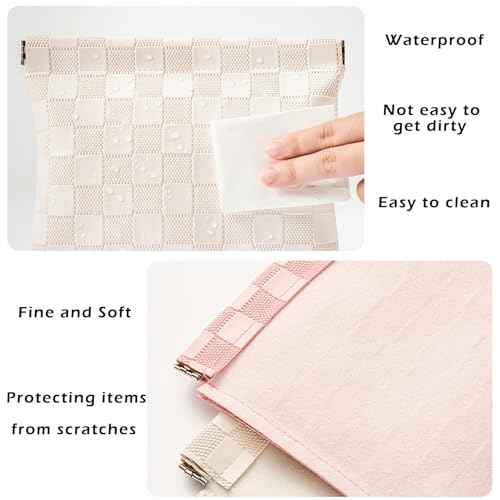 Leather Pocket Cosmetic Bag for Purse,Coin Purse Lipstick Cosmetic Accessories Organizer, Travel Kit Storage Pouch,Waterproof Portable No Zipper Self-closing (White/Small)