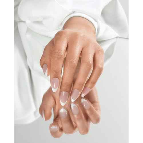 KISS Classy, Press On Nails, Nail glue included, 'Dashing', Light White, Medium Size, Almond Shape, Includes 28 Nails, 2g glue, 1 Manicure Stick, 1 Mini File