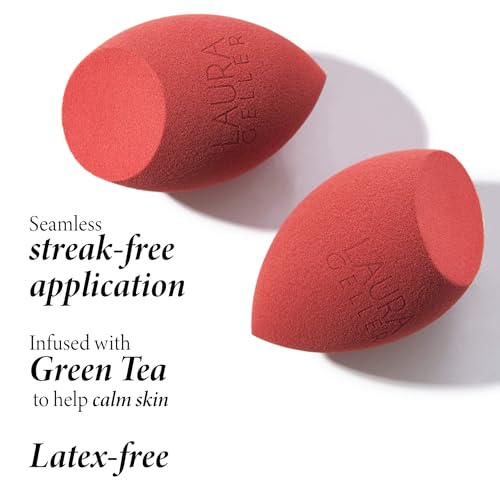 LAURA GELLER Quench-n-Tint Hydrating Lightweight Tinted Moisturizer, Deep + Latex-Free Full Face Makeup Blending Sponge - Sheer Foundation for Daily Use
