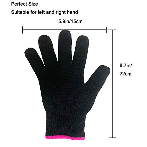 Pink Edge Heat Resistant Hair Styling Glove - Heatproof Up to 250°F, One Size, Black Variation