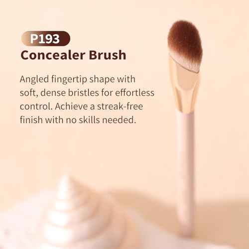 Small Angled Concealer Brush For Under Eye Brightening, Precision Face Makeup Brush (193 concealer brush-Pink)