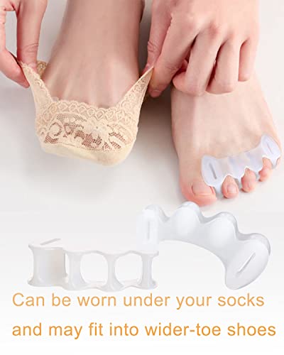 Silicone Toe Separators & Spacers for Bunion & Hammertoe Relief (2 Pairs)