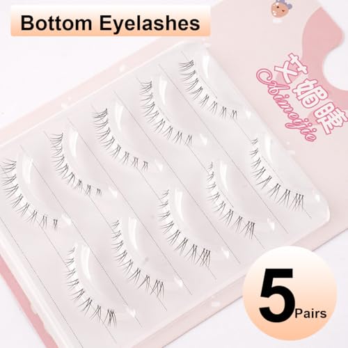 LASGOOS Lower Lash False Eyelashes 5 Pairs Clear Band