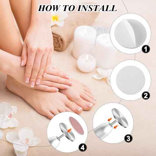 120 Pcs Sanding Paper Disc w/ 2 Metal Bit, 80/120/180/240 Grit Round Pedicure Replacement Sanding Discs for Electric Nail File Bits, Foot File Sandpaper Discs for Dead Skin Foot Callus Remover