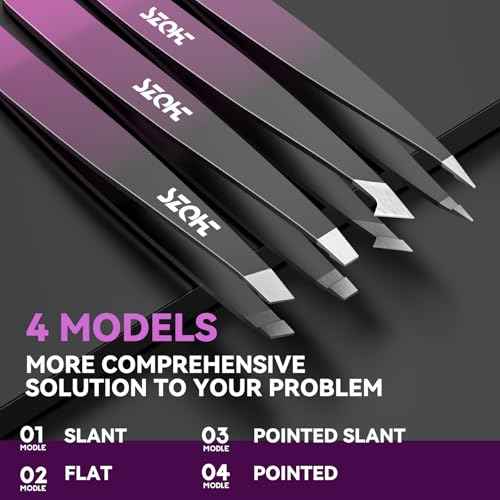 Professional Tweezers Set for Eyebrows ? 4PC Precision Stainless Steel Tweezers Kit with Slant, Pointed & Flat Tips ? Eyebrow Hair Removal Tool for Women & Men ? Eco-Friendly Paper Tube Packaging