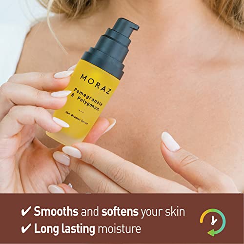 Moraz Skin Booster Vitamin C Face Serum with Pomegranate Extract, Polygonum, Myrtle, Mugwort, Jojoba Oil & Vitamin E ? SLS & Paraben Free Anti Aging Serum ? Antioxidant Glow Serum for Face, 1.1 Fl Oz