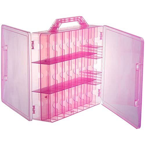 Foraineam 2 Pack Double Side Nail Polish Organizer Transparent Nail Tools Holder Box Portable Universal Nail Polish Carrying Case with 8 Adjustable Dividers for Storage Display