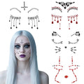 4 Pack Halloween Face Gems Jewels Stickers Spider Web Black Red