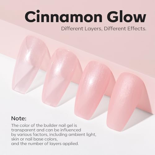 Modelones Builder Nail Gel 8-in-1 Pink Shimmer Cinnamon Glow - Long-Lasting Glitter Manicure