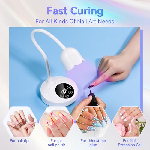 Makartt Mini UV Nail Lamp – 30mW/cm² LED, 360° Gooseneck, Auto Sensor