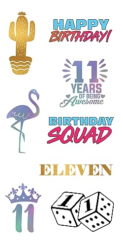 11th Birthday Temporary Tattoos - 4 Waterproof Sheets
