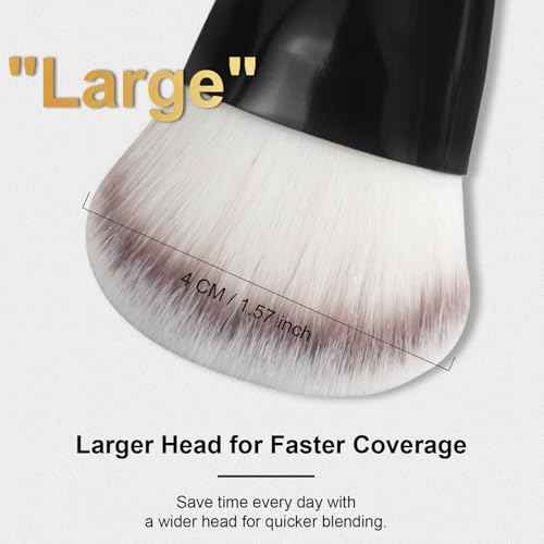 START MAKERS Contoured Foundation Brush, Large Angled Kabuki Makeup Brush for Liquid, Powder, Cream & Stick Foundation Bronzer Contour, Professional Makeup Application Tool for Blending Buffing, Black