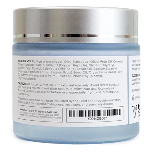Neurogan GHK-Cu Copper Peptide Face Cream | 4% Peptides for Skin Firmness & Deep Hydration | Daily Facial Moisturizer with 2400 MG GHK-Cu, 2oz
