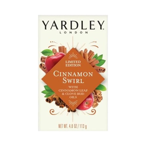 Yardley London Cinnamon Swirl Soap Bar 6 Pack, 4oz Each ? Limited Edition Infused with Cinnamon Leaf & Clove Bud Essential Oils, Moisturizing Bath Bar