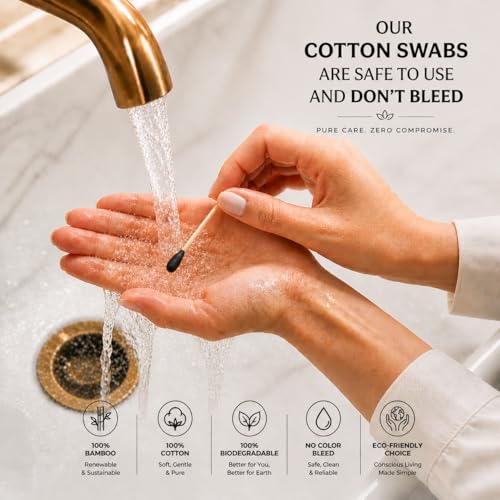 Bamboo Cotton Swabs 200 Count - Eco-Friendly Multi-Color