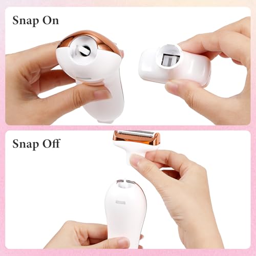 Bikini Trimmer for Women,4-in-1 IPX6 Waterproof Electric Shaver,USB Cordless Painless Electric Razors with LED Display for Legs Bikini Facial Hair Removal, Body Wet&Dry Use Razor Kit for Lady Grooming