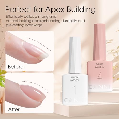 CANNI Milky Pink Gel Nail Polish Set with Rubber Base - 6pcs, 9ml, Long-Lasting Salon Quality