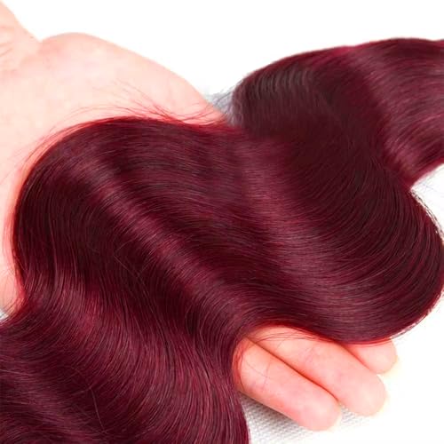WuvuSnm 99J Burgundy Body Wave Human Hair Bundles 12-16 Inch - Red Variant