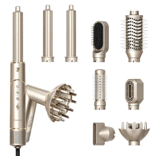 RUCHA 8 in 1 Hot Air Styler & Hair Dryer Brush - Champagne Gold