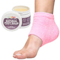 ZenToes Moisturizing Heel Socks with Natural Hydrating Foot Balm Bundle - Home Pedicure Gift Set - Fuzzy Pink Kit