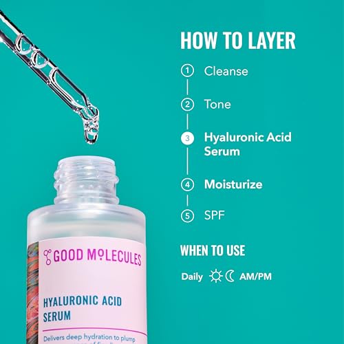 Good Molecules Hyaluronic Acid Serum Pack 3 ? 75 ml / 2.5 fl oz Each | Lightweight Facial Serum with 1% Hyaluronic Acid for Hydration