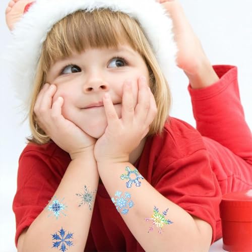 Glitter Snowflake Temporary Tattoos - 79 PC Set, 4 Sheets