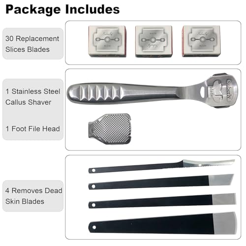 Callus Shaver & Pedicure Tool Kit - 36 Piece Stainless Steel Foot File Set