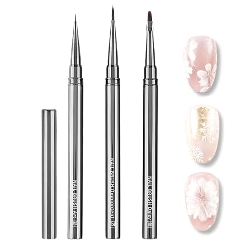 3-Piece Nail Art Brush Set for Gel & Acrylic Nails