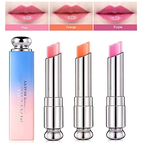 Petansy 3 Colors Jelly Lipstick Set Moisturizing Magic Temperature Color Changing Long Lasting Lip Balm