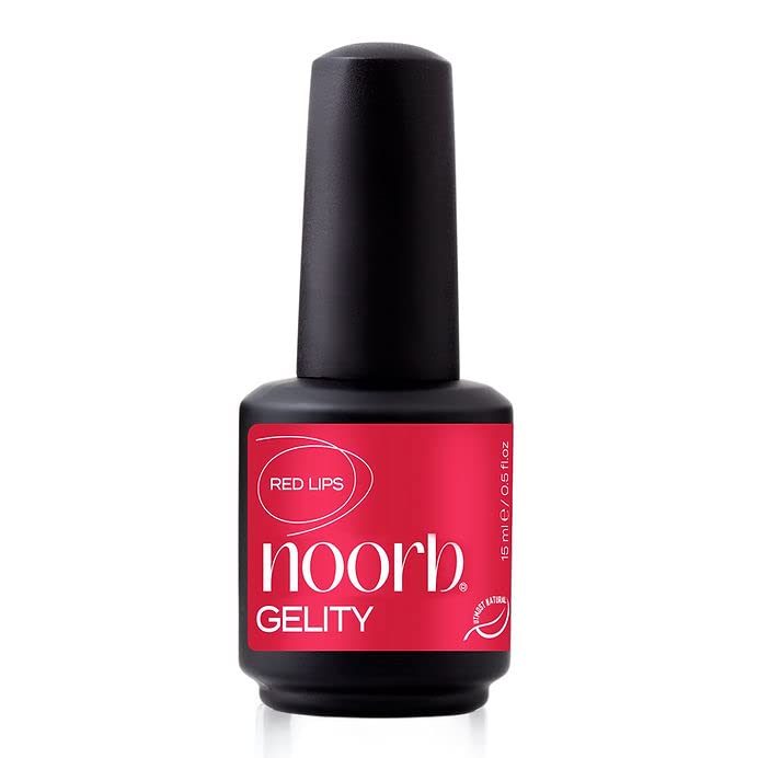 noorb beauty Vivid Red Gel Polish, Natural Gel Nail Polish with Organic Pigments, Soak Off UV Nail Gel Polish Bright Red Color