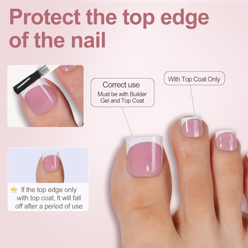 Short French Tip Press On Toenails - 150 Pcs Soft Gel Square False Toe Nails