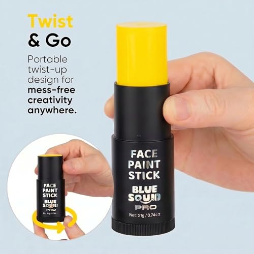 Blue Squid Yellow Face Paint Stick - Waterproof, Twist-Up 21g