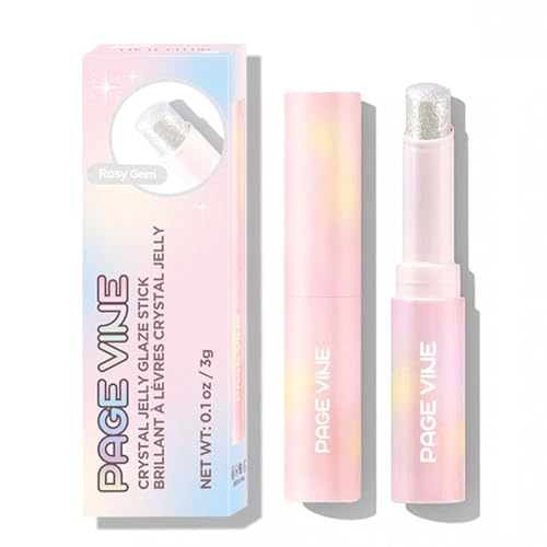 Glitter Crystal Jelly Glaze Stick - Long Lasting Shimmer Eyeshadow & Eyeliner Pencil, Waterproof & Smudge Proof, Easy to Blend for Natural or Glam Makeup Looks (01#ROSY GEM)