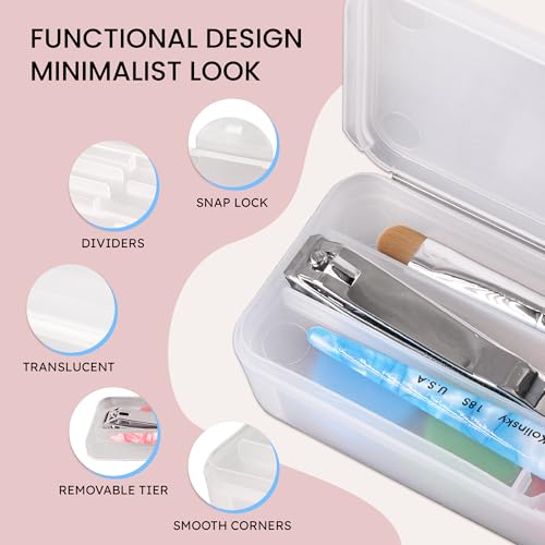 Beauticom Double-Layer Nail Art Storage Case | Frosted White
