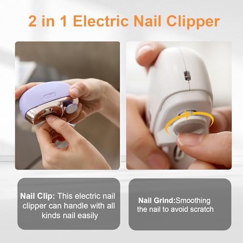 Upgraded 3-in-1 Electric Nail Clipper with LED Light - Easy Operation for Seniors & Kids