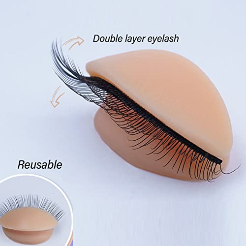 3 Pairs Silicone Eyelid Practice Heads with Double Lashes