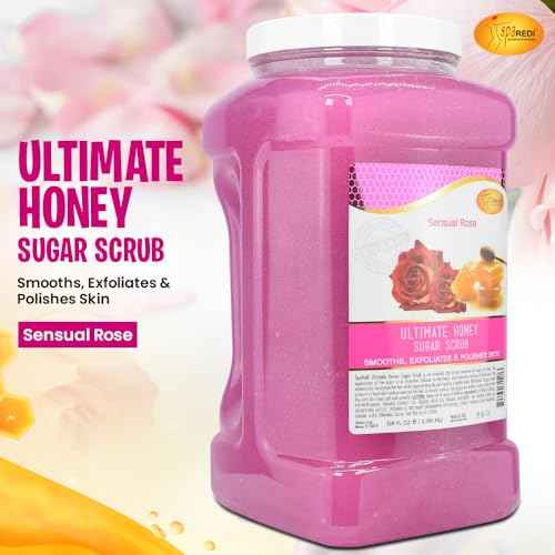 SPA REDI ? Sugar Body Scrub, Sensual Rose, 128 Oz, Exfoliating, Moisturizing, Hydrating and Nourishing, Glow, Polish, Smooth and Fresh Skin - Body Exfoliator
