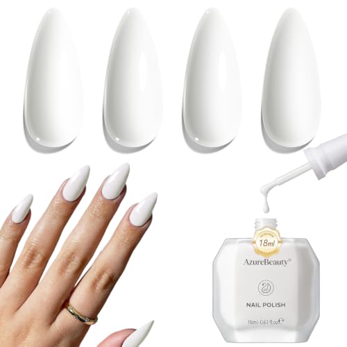 AZUREBEAUTY Warm White Nail Polish - Quick Dry Glossy Finish (18ml)