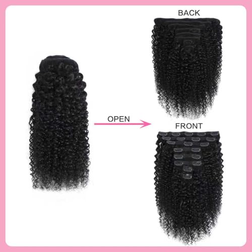 Kinky Curly Clip in Hair Extensions for Women 3C 4A Kinky Curly Clip ins 8pcs 120g/set 10A Brazilian Virgin Hair Extensions 20 Inch Natural Black