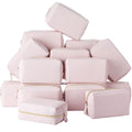 Kigeli 20 Pcs Small Makeup Bag Bulk PU Leather Cosmetic Bags with Zipper Preppy Makeup Pouch Toiletry Bag for Women Wedding Bachelorette Party Gift Travel Storage Organizer(Light Pink)