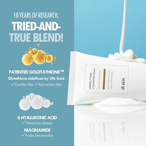 Perfect Deep Gentle Face Wash Cleansing Foam w/ 6 Types of Hyaluronic Acid & Plant-Derived Surfactants | Moisturizing Foaming Facial Cleanser Face Wash for Deep Radiance Hydration (5.07 fl oz)