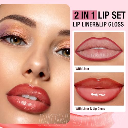 Jolilab 12-Color Matte Lip Liner Set with Lip Oil