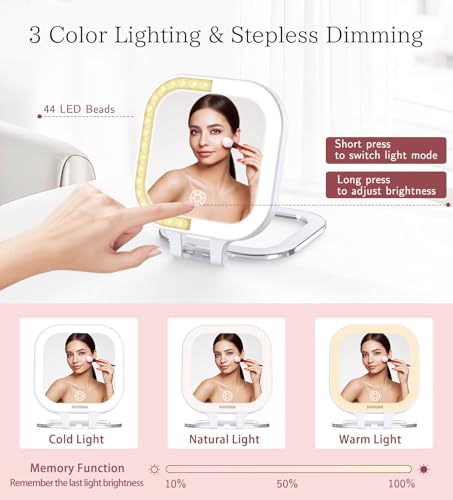 Shinowa 30X Magnifying Travel Makeup Mirror with 44 LED Lights