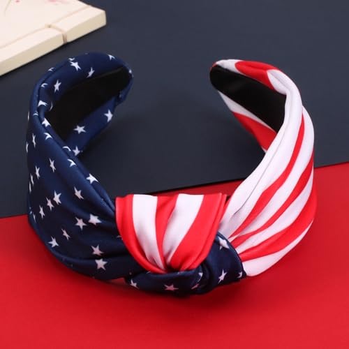 American Flag Knotted Headband USA Patriotic Independence Day Stars Stripes Twist Hair Accessories 4th of July Hair Hoop for Women Girls