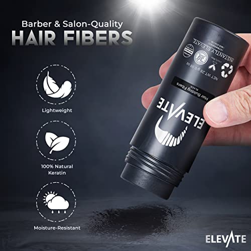 Elevate Black Hair Fibers - Instant Hair Thickener & Concealer 28g